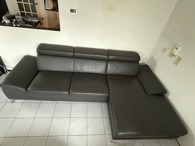 Leren zit/ligbank, montel, donkergrijs / antraciet - afbeelding 1 van  4