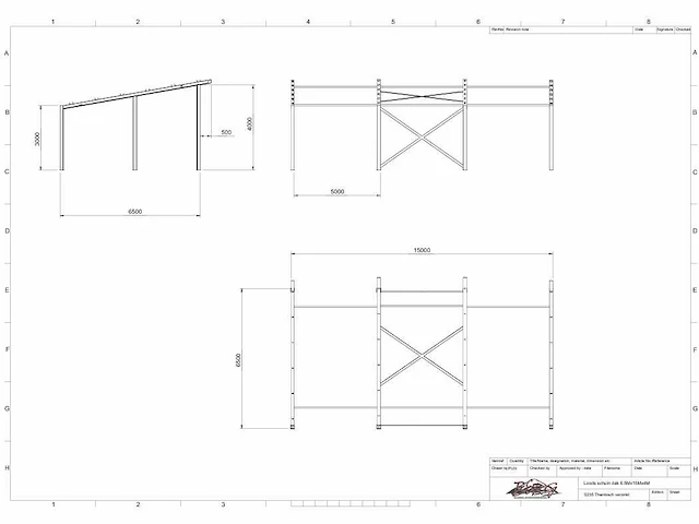 Lessenaarsdak - staalconstructie 7.00 x 15.00 meter (105m2) - afbeelding 6 van  13