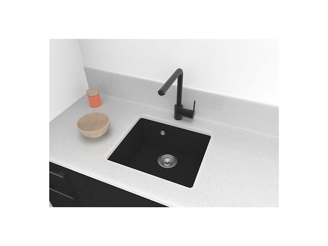 Levica spoelbak mika 50x44 cm zwart - afbeelding 2 van  4