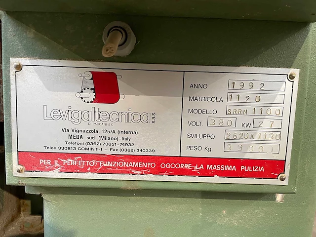 Levigaltecnica - 1992 - srrn - breedbandschuurmachine - afbeelding 9 van  9