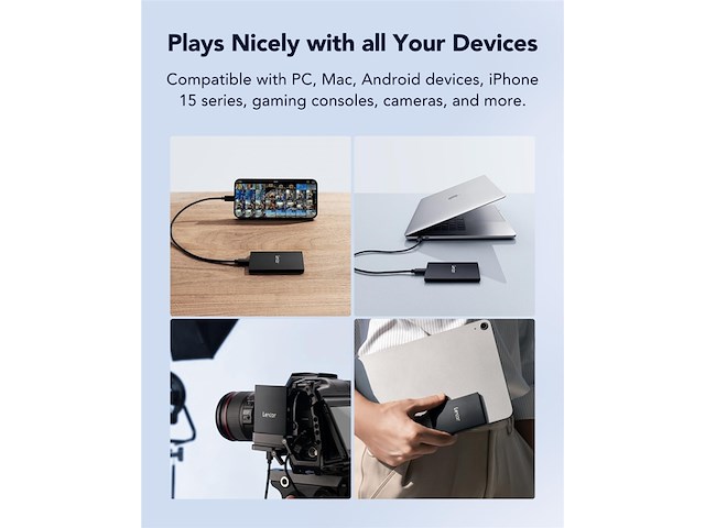 Lexar sl500 externe ssd 2tb, usb3.2 gen2x2 draagbare ssd, pssd tot 2000mb/s lezen - afbeelding 4 van  4