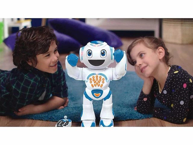 Lexibook interactive robot powerman star spreekt en loopt, programmeerbaar stem voor kinderen 4+, wit/blauw - afbeelding 3 van  4
