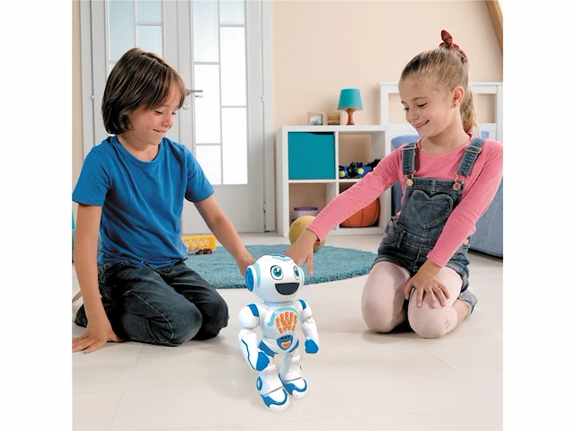 Lexibook interactive robot powerman star spreekt en loopt, programmeerbaar stem voor kinderen 4+, wit/blauw - afbeelding 4 van  4