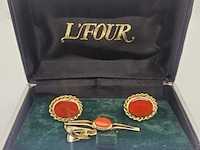 L'four goldplated manchet knopen + tie pin - afbeelding 1 van  7