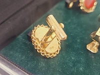 L'four goldplated manchet knopen + tie pin - afbeelding 4 van  7