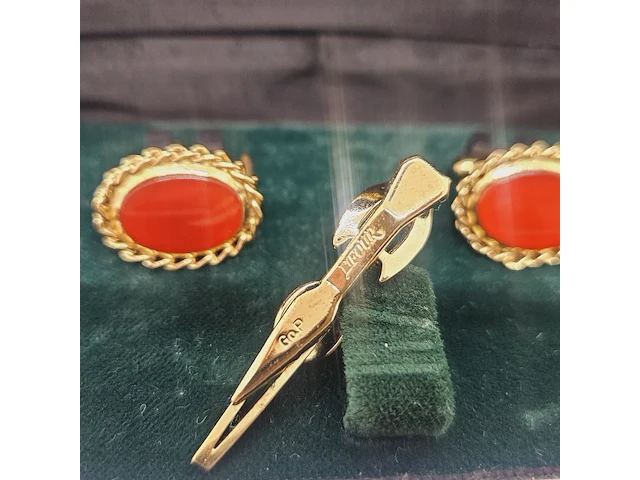 L'four goldplated manchet knopen + tie pin - afbeelding 6 van  7