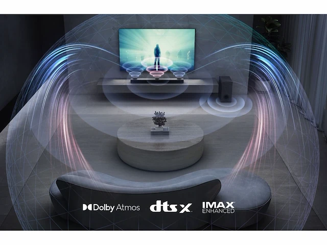 Lg ds80qy 3.1.3 soundbar 480w met draadloze subwoofer & meridian-technologie donker staal zilver - afbeelding 4 van  5
