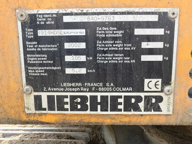 Liebheer - r914 hd - rupsgraafmachine - 2002 - afbeelding 2 van  13