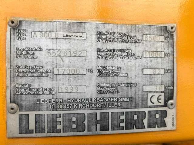 Liebherr - 1999 - a 900 b - banden graafmachine - afbeelding 18 van  26