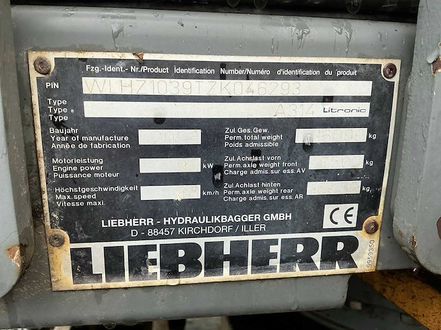 Liebherr a314 litronic banden graafmachine - afbeelding 49 van  54