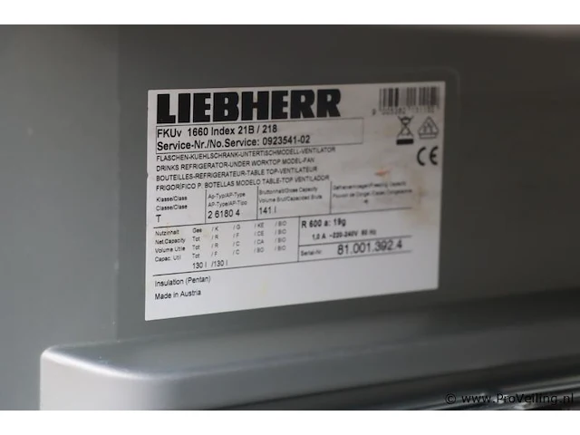 Liebherr flessenkoelkast type index 21b/1660/218 - afbeelding 6 van  7
