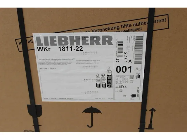 Liebherr wkr-1811-22 wijnkoeler rood 66 flessen. afmeting 890 x 600 x 613 mm. 128 liter - afbeelding 7 van  7