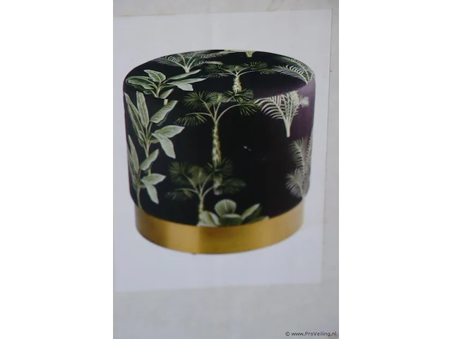 Lifa living poef met goud metaal - ø 38x38cm - afbeelding 1 van  3