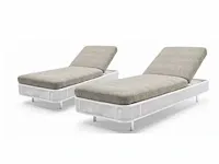 Ligbeddenset 3-delig - wicker - wit + zand - afbeelding 1 van  1