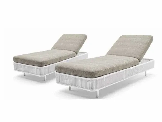 Ligbeddenset 3-delig - wicker - wit + zand - afbeelding 1 van  5