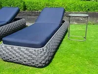 Ligbeddenset 3-delig dark antraciet wicker / light grey kussens - afbeelding 3 van  5