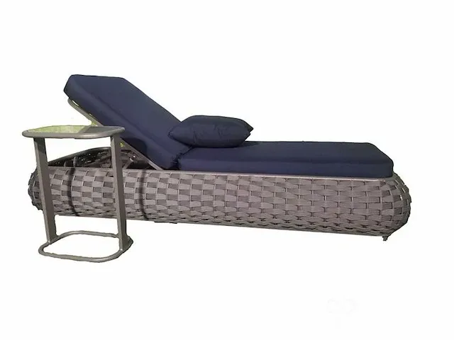 Ligbeddenset 3-delig dark antraciet wicker / light grey kussens - afbeelding 5 van  5