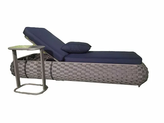 Ligbeddenset 3-delig dark antraciet wicker / light grey kussens - afbeelding 4 van  4