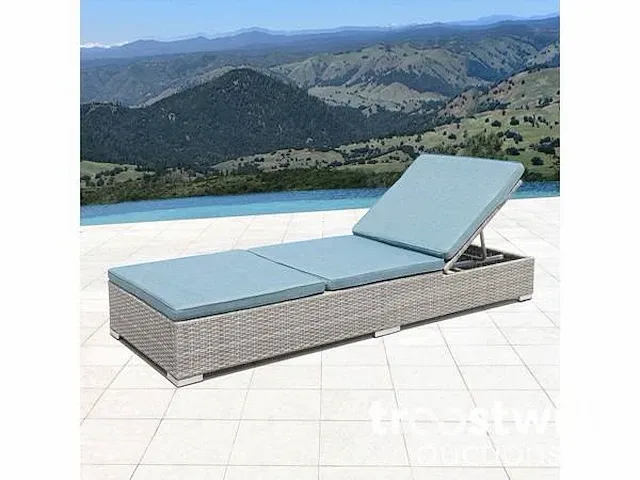 Ligbeddenset 3-delig dark grey wicker / licht grijzekussens - afbeelding 2 van  2