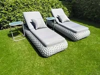 Ligbeddenset 3-delig dark grey wicker / light grey kussens - afbeelding 1 van  4