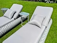 Ligbeddenset 3-delig dark grey wicker / light grey kussens - afbeelding 2 van  4