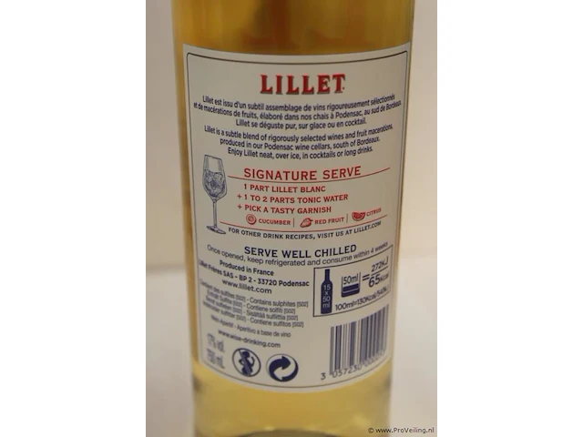 Lillet blanc witte wijn - 75 cl - winkelverkoopprijs € 15.95 - afbeelding 2 van  3