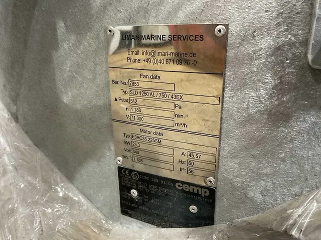 Liman marine sld 1250 al scheepsruim ventilatoren - afbeelding 8 van  10