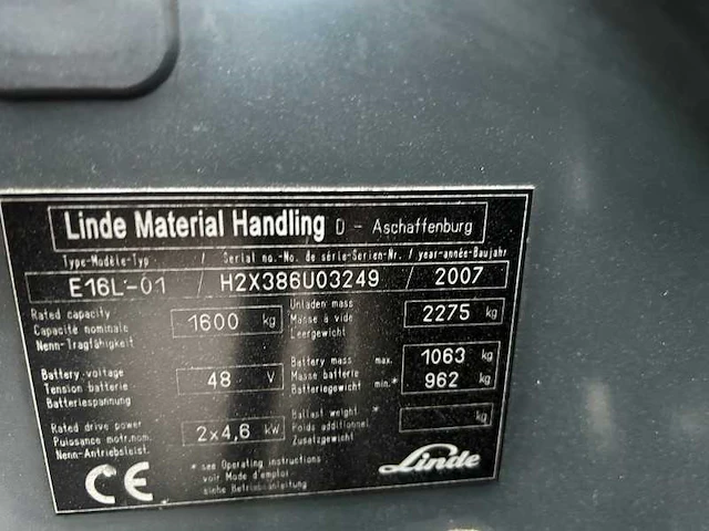 Linde - 2007 - e16l-01 - vorkheftruck - afbeelding 6 van  15