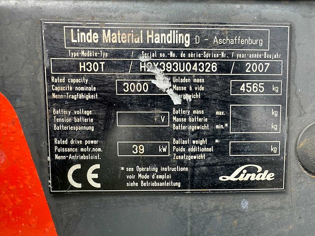 Linde - 2007 - h30t - vorkheftruck - afbeelding 5 van  13