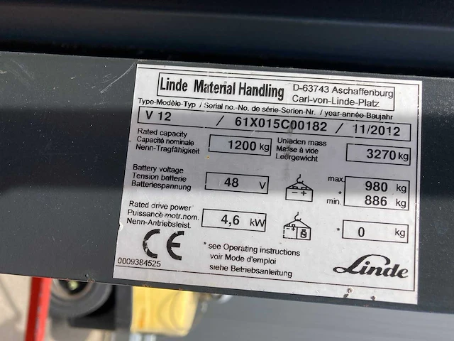Linde - 2012 - v12 man up - reach truck - afbeelding 4 van  12