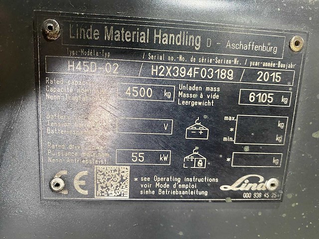 Linde - 2015 - h45d-02 - vorkheftruck - afbeelding 12 van  14