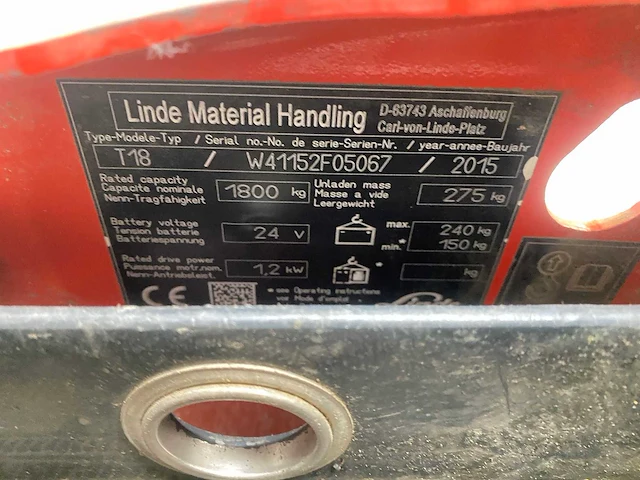Linde - 2015 - t18 - elektrische palletwagen - afbeelding 9 van  9
