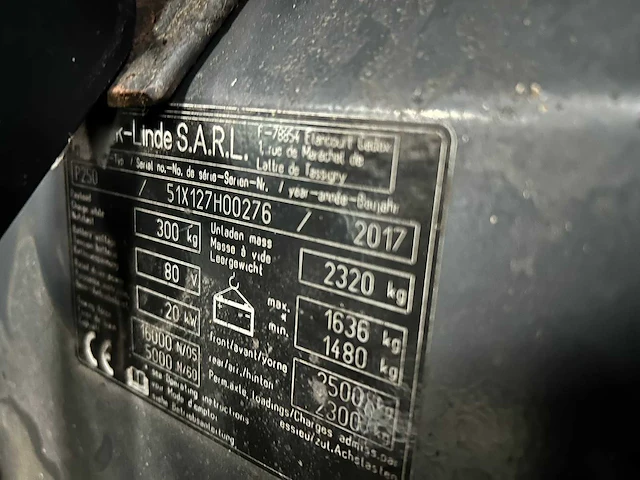 Linde - 2017 - p250 - industriële trekker - afbeelding 13 van  20