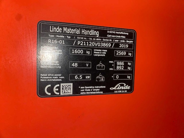 Linde - 2019 - r16 - reach truck - afbeelding 12 van  16