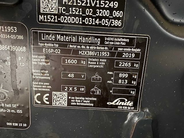 Linde - e16p-01 - forklift trucks - 2019 - afbeelding 6 van  15
