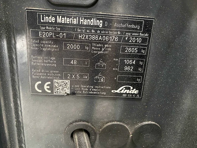 Linde - e20pl-01 - forklift trucks - 2010 - afbeelding 2 van  14