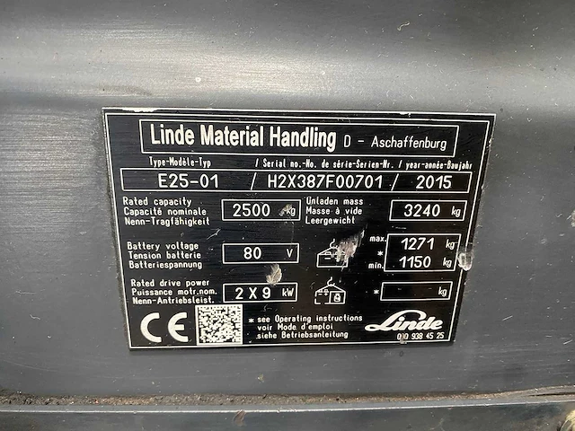 Linde - e25 - vorkheftruck - afbeelding 3 van  12