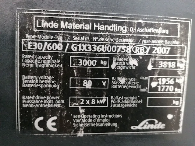 Linde - e30/600 - vorkheftruck - afbeelding 3 van  11