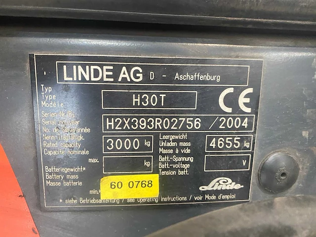 Linde - h30t - forklift trucks - 2004 - afbeelding 12 van  14