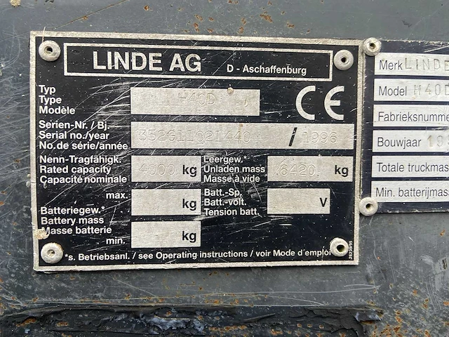 Linde - h40d - forklift trucks - 1996 - afbeelding 8 van  18