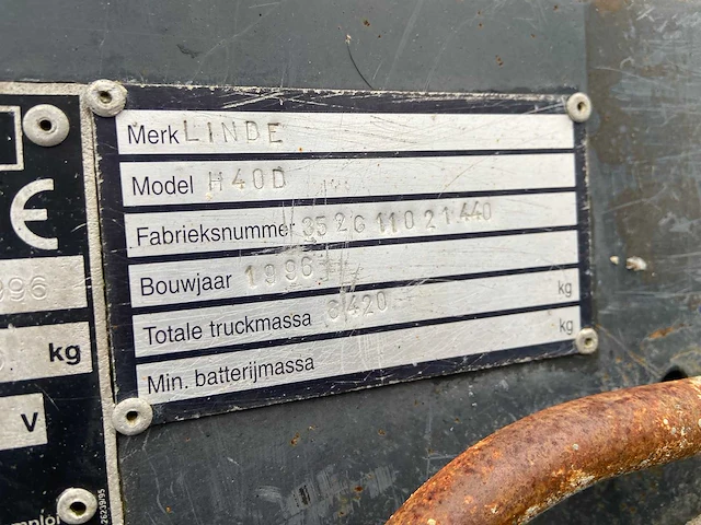 Linde - h40d - forklift trucks - 1996 - afbeelding 9 van  18