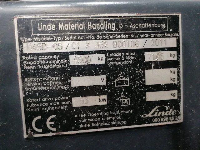 Linde - h45d-05 - vorkheftruck - afbeelding 2 van  10