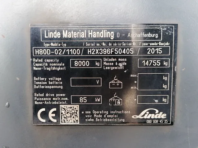 Linde - h80d-02/1100 - vorkheftruck - afbeelding 2 van  10