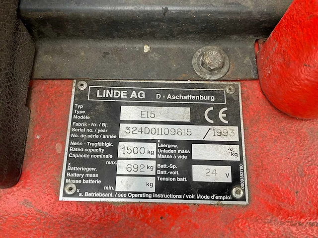 Linde e15 elektrische vorkheftruck - afbeelding 14 van  21