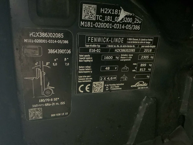 Linde e16-02 vorkheftruck, duplex, red spot - afbeelding 25 van  32