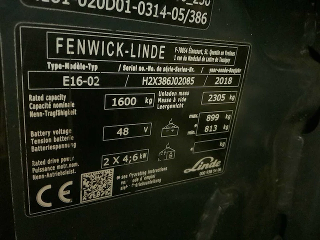 Linde e16-02 vorkheftruck, duplex, red spot - afbeelding 26 van  32