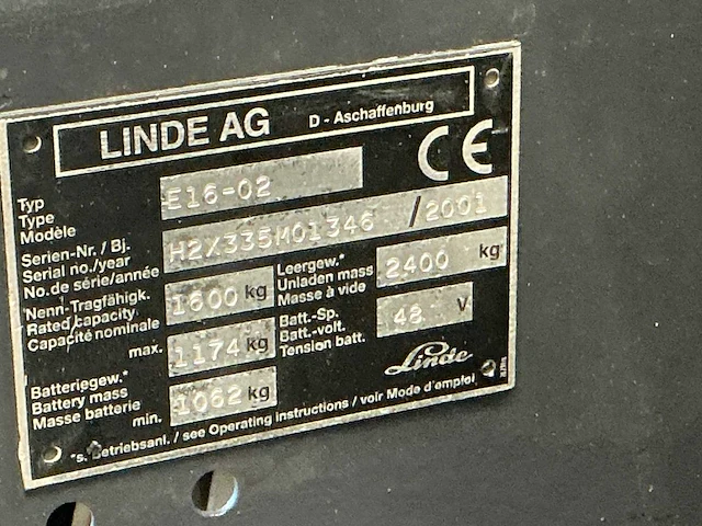 Linde e16-02 vorkheftruck - afbeelding 9 van  17