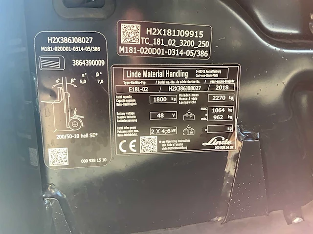 Linde e18 evo vorkheftruck - afbeelding 42 van  51