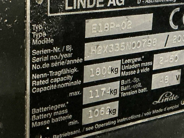 Linde e18p-02 vorkheftruck - afbeelding 9 van  17