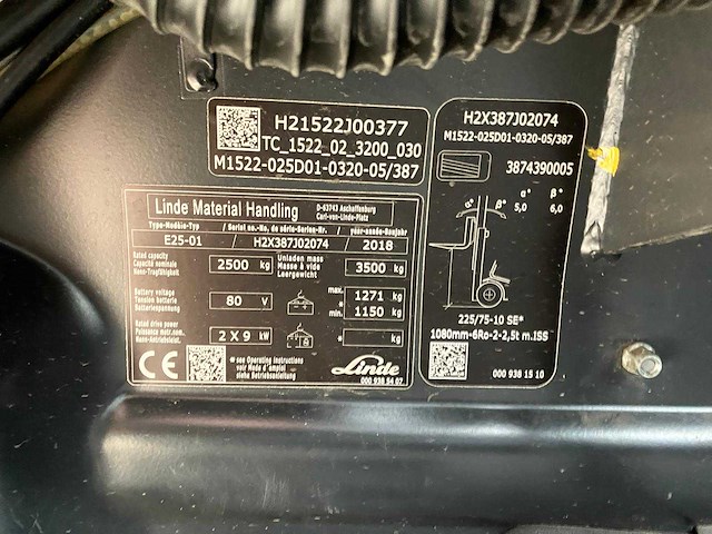 Linde e25-01 vorkheftruck 2018 - afbeelding 35 van  63